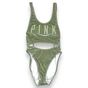 VICTORIA’S SECRET PINK | Green Velvet Velour Monokini Size S